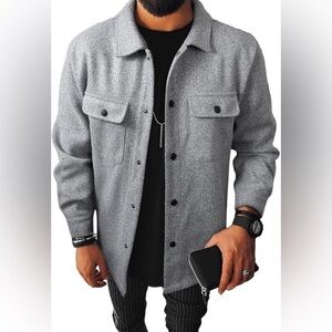 SHEIN Gray Lightweight Shirt Jacket Relaxed Fit